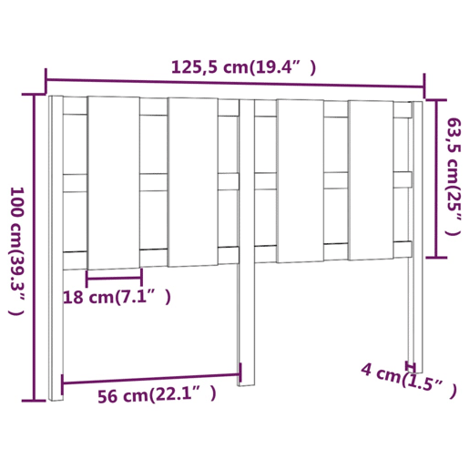 vidaXL Cabeceira de cama 125,5x4x100 cm pinho maciço castanho mel vidaXL Cabeceira de cama 125,5x4x100 cm pinho maciço castanho mel
