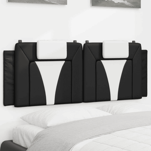 vidaXL Almofadão de cabeceira Viana 137 cm couro artificial preto e branco vidaXL Almofadão de cabeceira Viana 137 cm couro artificial preto e branco