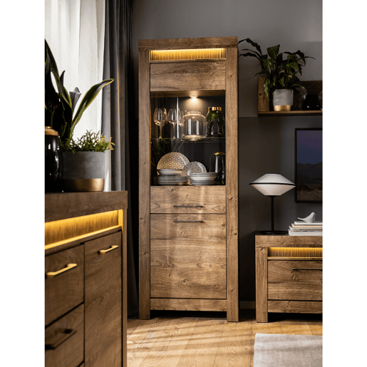 Vitrina 2 portas LED incluído Amaury Madeira