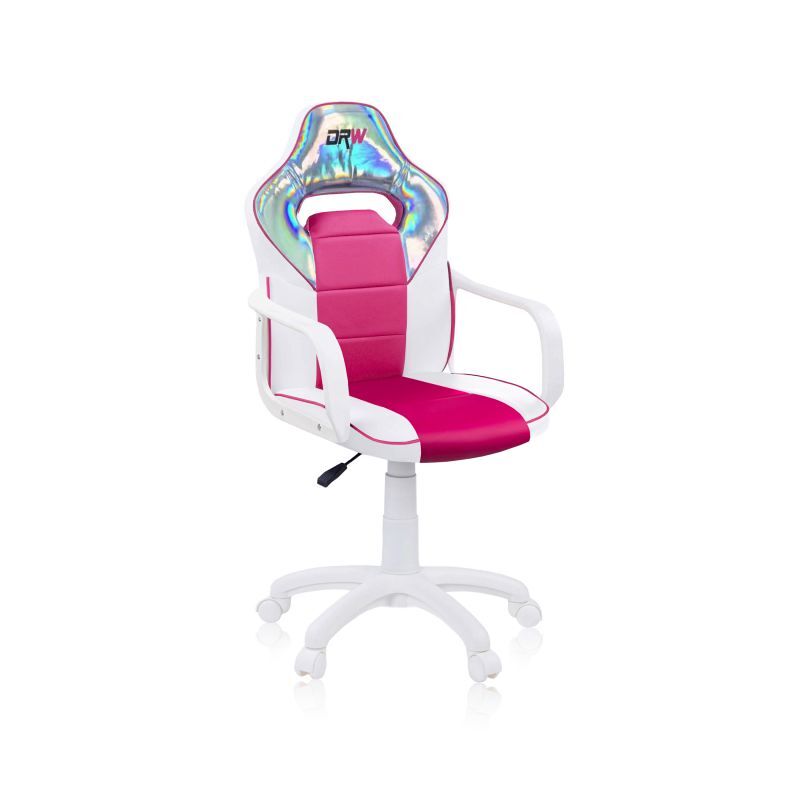 Silla gaming con ruedas y reposabrazos en blanco y rosa 98-109,5 cm drw iris iris - blanco - rosa drw 46,5 x 98-108 x 46 cm