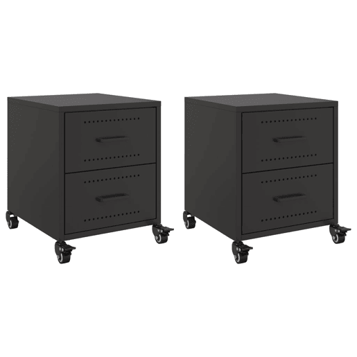 vidaXL Mesas de cabeceira 2 pcs 36x39x43,5 cm aço preto