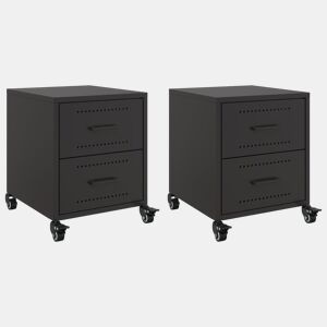vidaXL Mesas de cabeceira 2 pcs 36x39x43,5 cm aço preto