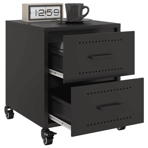 vidaXL Mesas de cabeceira 2 pcs 36x39x43,5 cm aço preto