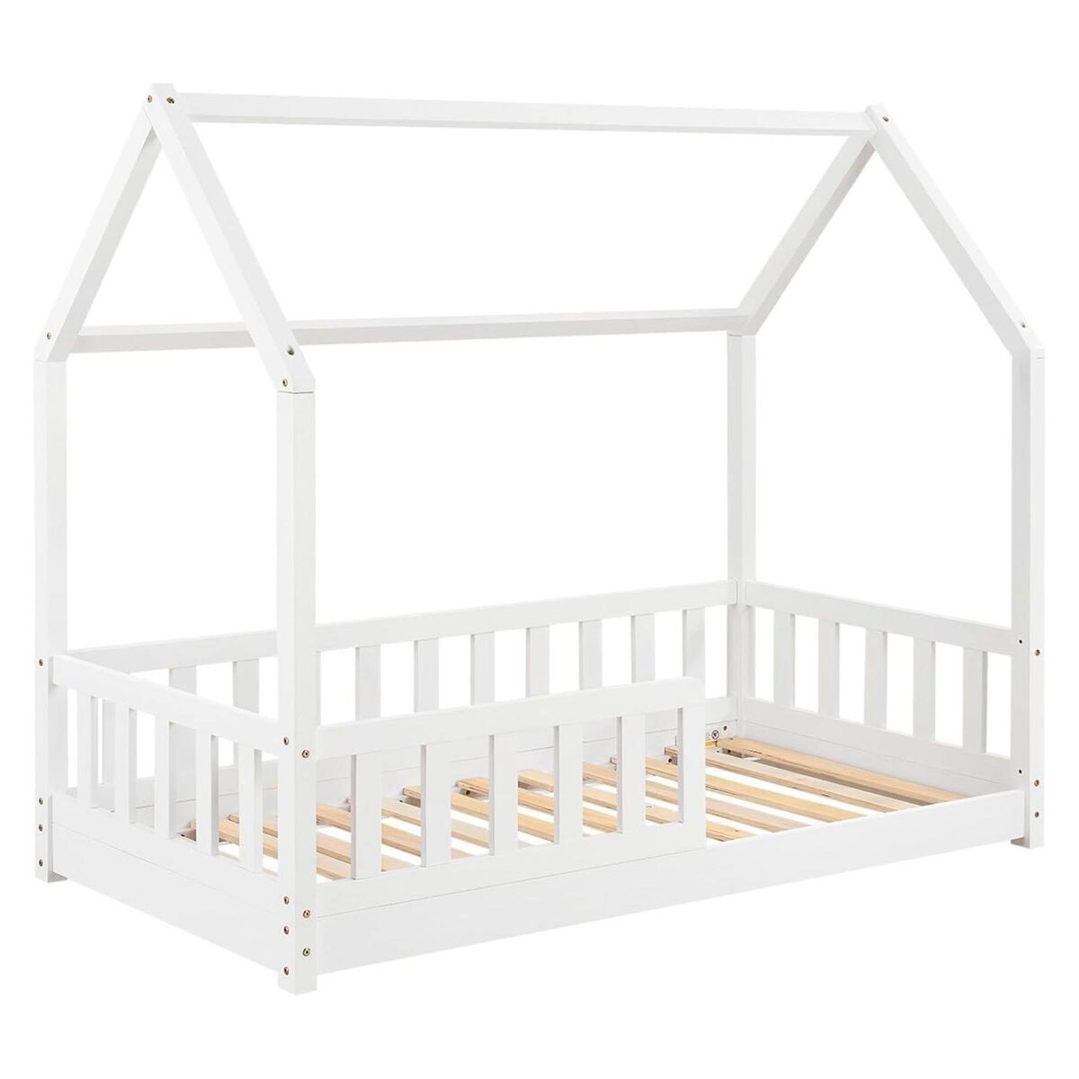 Wellhome cama infantil cabaña de pino bosco blanco 90x190cm