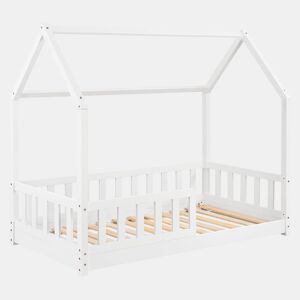 WellHome Cama infantil cabine de pinho lacada em BRANCO 90x190cm
