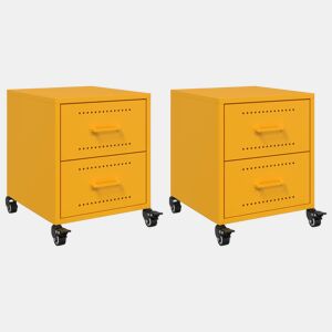 vidaXL Mesas de cabeceira 2 pcs 36x39x43,5 cm aço amarelo mostarda
