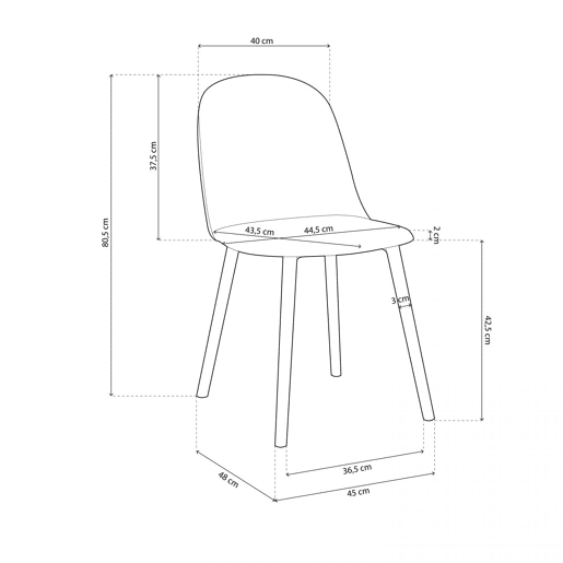 Conjunto de 4 cadeiras de jantar Sabra Branco 48 x 80,5 x 45 cm