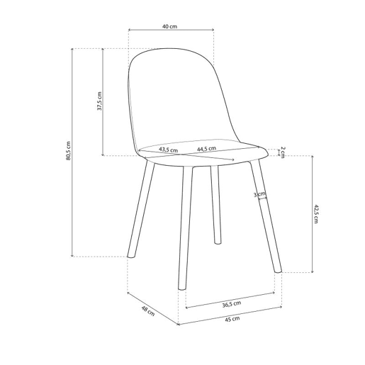 Conjunto de 4 cadeiras de jantar Sabra Branco 48 x 80,5 x 45 cm