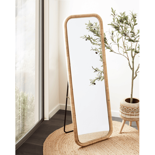 Espelho de pé MALANGE 150 cm Rattan Natural