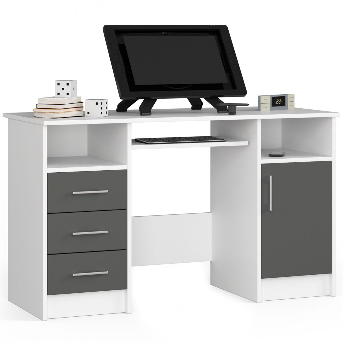 Escritorio Ana AKORD 3 cajones 5 estantes color Blanco 124x52