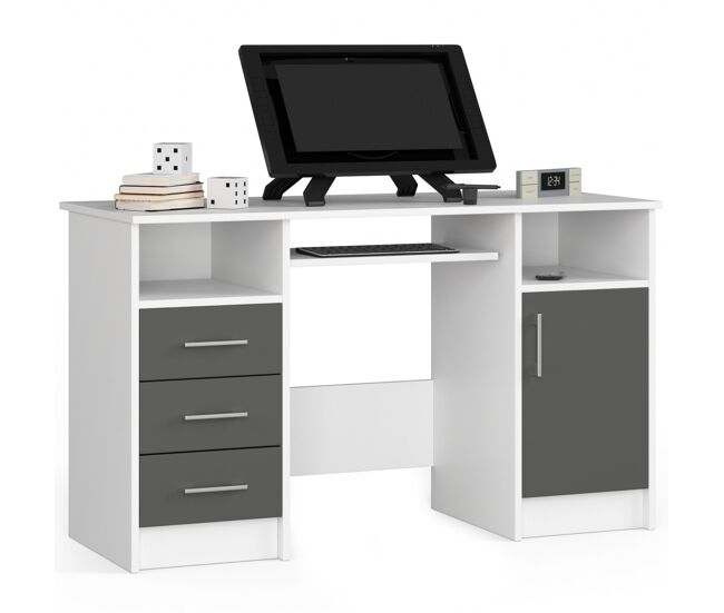 Escritorio ana akord color blanco, grafito gris 124 cm