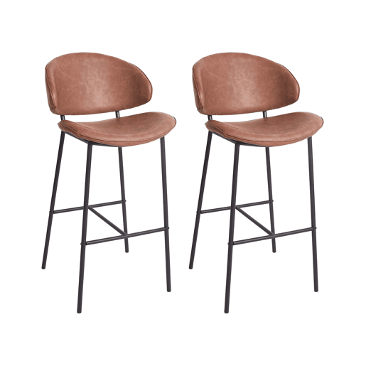 Conjunto de 2 bancos de bar KIANA Pele sintética Castanho