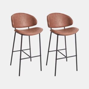 Conjunto de 2 bancos de bar KIANA Pele sintética Castanho