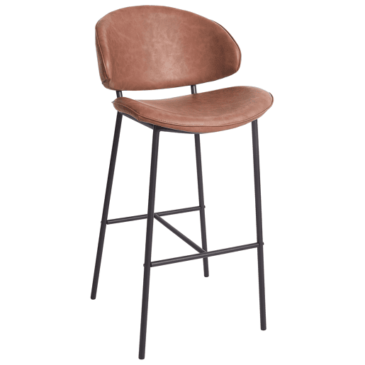 Conjunto de 2 bancos de bar KIANA Pele sintética Castanho