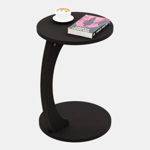 Mesa de apoio Holeby com 4 rodízios aglomerado 56 x Ø 38 cm - Preto mate en.casa