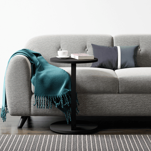 Mesa de apoio Holeby com 4 rodízios aglomerado 56 x Ø 38 cm - Preto mate en.casa