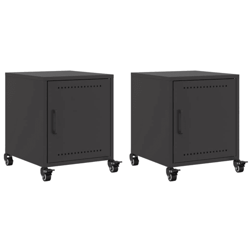 vidaXL Mesas de cabeceira 2 pcs 36x39x43,5 cm aço preto vidaXL Mesas de cabeceira 2 pcs 36x39x43,5 cm aço preto