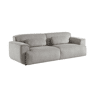 Sofá de 3 lugares, tecido de veludo cotelê cinzento claro, 2 almofadas amovíveis, Wallas L 230 x P 98 x A 73cm