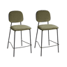 Conjunto de 2 bancos de bar DUETTE Veludo Verde-oliva