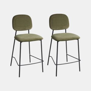 Conjunto de 2 bancos de bar DUETTE Veludo Verde-oliva