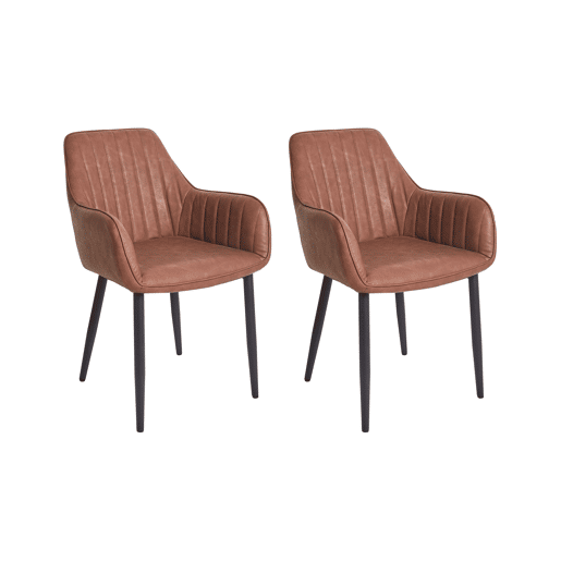 Conjunto de 2 cadeiras de jantar WELLSTON Pele sintética Castanho