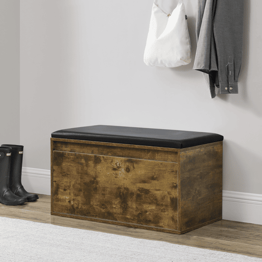 Bancada para sapateira Degerfors com gaveta 80x39x45 cm - Carvalho escuroPreto en.casa