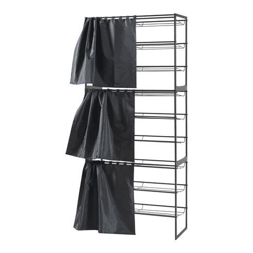 Conjunto de 3 sapateiras Sel com cortina - Preto en.casa