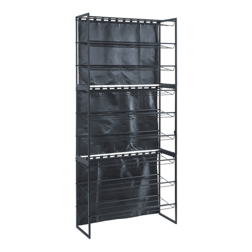Conjunto de 3 sapateiras Sel com cortina - Preto en.casa