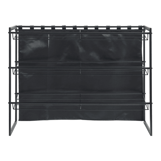 Conjunto de 3 sapateiras Sel com cortina - Preto en.casa