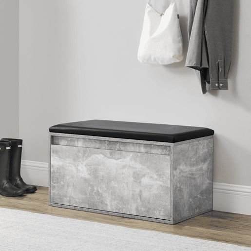 Bancada para sapateira Degerfors com gaveta 80x39x45 cm - Efeito betãopreto en.casa