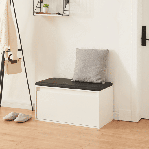 Sapateira Degerfors com gaveta 80x39x45 cm - BrancoPreto en.casa