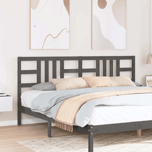 vidaXL Cabeceira de cama 206x4x100 cm pinho maciço cinzento
