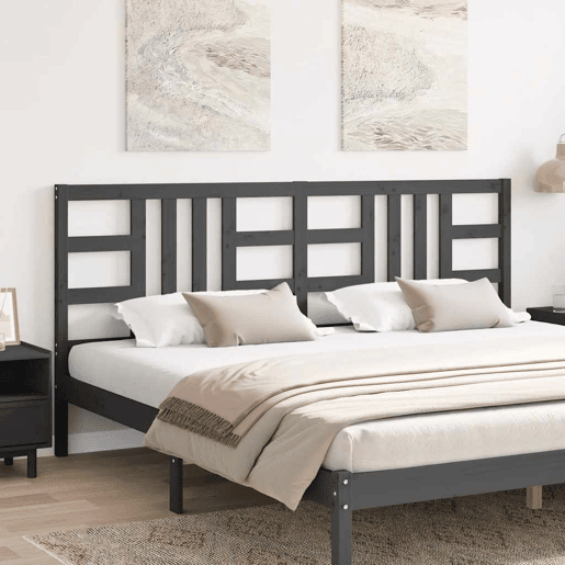 vidaXL Cabeceira de cama 206x4x100 cm pinho maciço cinzento