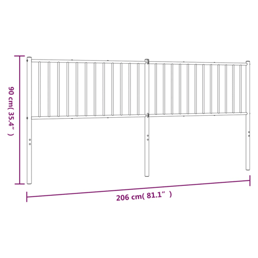 vidaXL Cabeceira de cama 200 cm metal preto