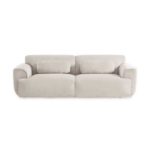 Sofá de bombazina em tecido veludo canelado fino, 3 lugares, Wallas veludo canelado, Cinza bege, 230x98x73 cm