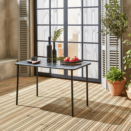 Mesa de jardim metálica de 4 lugares, Amelia 120cm, Antracite, 120x70x72.5 cm