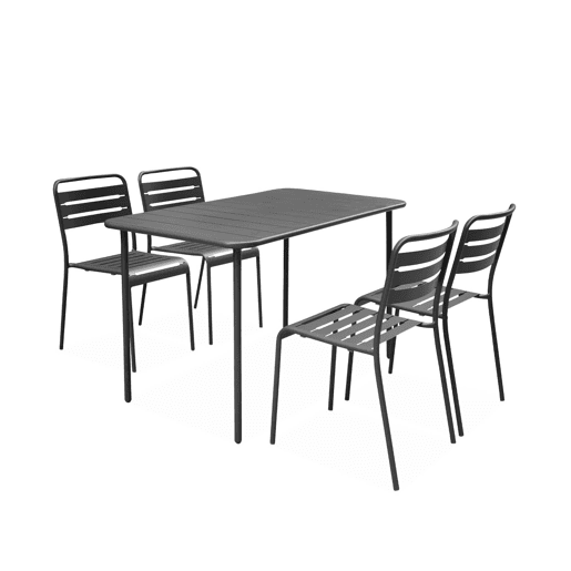 Mesa de jardim metálica de 4 lugares, Amelia 120cm, Antracite, 120x70x72.5 cm