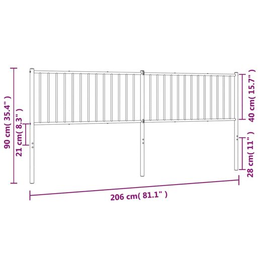 vidaXL Cabeceira de cama 200 cm metal branco