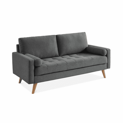Sofá de estilo escandinavo em tecido simple, 3 lugares, Ivar, Cinza escuro, 177x85.5x69.5 cm
