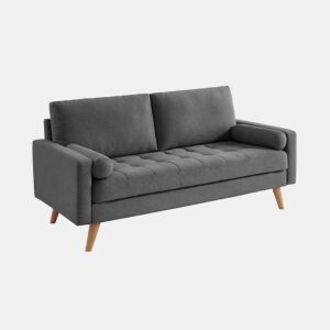 Sofá de estilo escandinavo em tecido simple, 3 lugares, Ivar, Cinza escuro, 177x85.5x69.5 cm