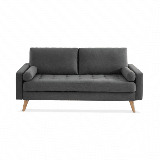 Sofá de estilo escandinavo em tecido simple, 3 lugares, Ivar, Cinza escuro, 177x85.5x69.5 cm