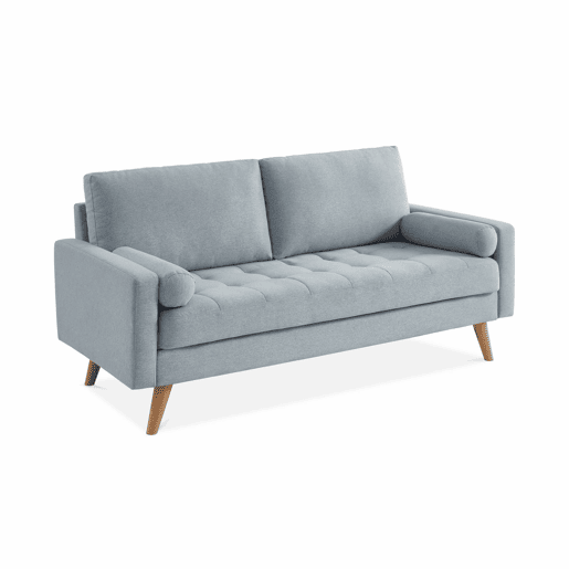 Sofá de estilo escandinavo em tecido simple, 3 lugares, Ivar, Cinza Claro, 177x85.5x69.5 cm