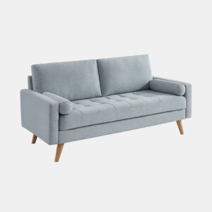 Sofá de estilo escandinavo em tecido simple, 3 lugares, Ivar, Cinza Claro, 177x85.5x69.5 cm