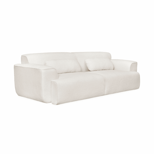 Sofá de 3 lugares em tecido boucle, Wallas boucle, Creme, 231x97x75 cm