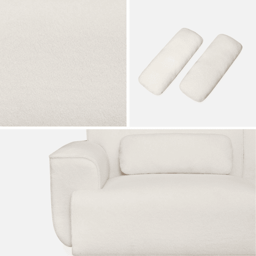 Sofá de 3 lugares em tecido boucle, Wallas boucle, Creme, 231x97x75 cm