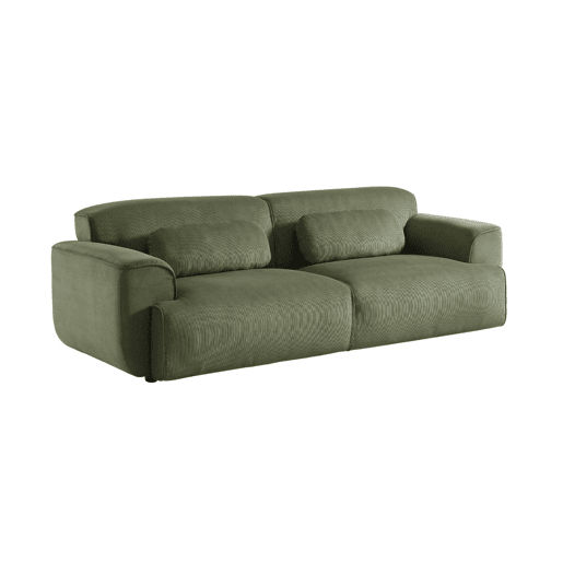 Sofá de bombazina em tecido veludo canelado fino, 3 lugares, Wallas veludo canelado, Verde, 230x98x73 cm