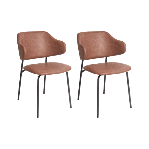 Conjunto de 2 cadeiras de jantar KENAI Pele sintética Castanho
