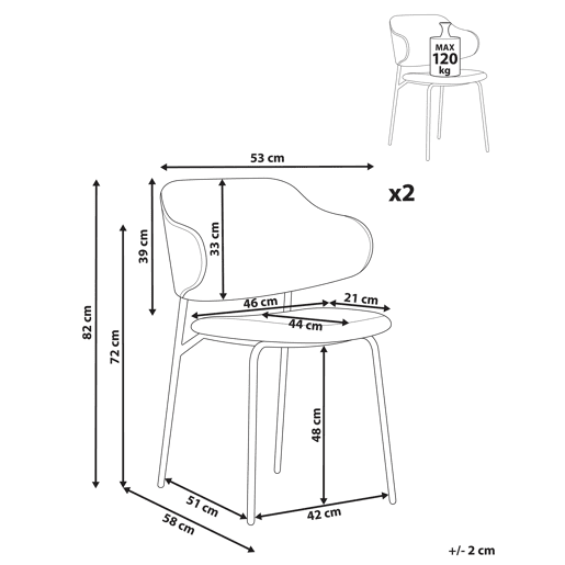 Conjunto de 2 cadeiras de jantar KENAI Pele sintética Castanho