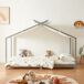 Cama para niños Brome Forma casita con techo pino 206x96 Cama para niños Brome Forma casita con techo pino 206x96 Blanco