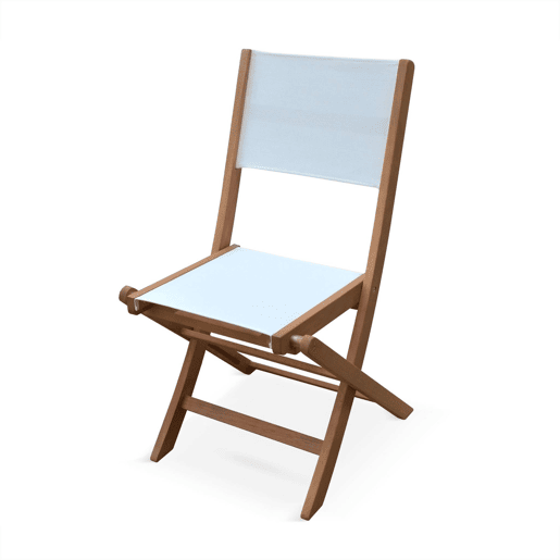 Cadeira de jardim dobrável em madeira, set de 2, Almeria, Branco, 50x58.7x89 cm